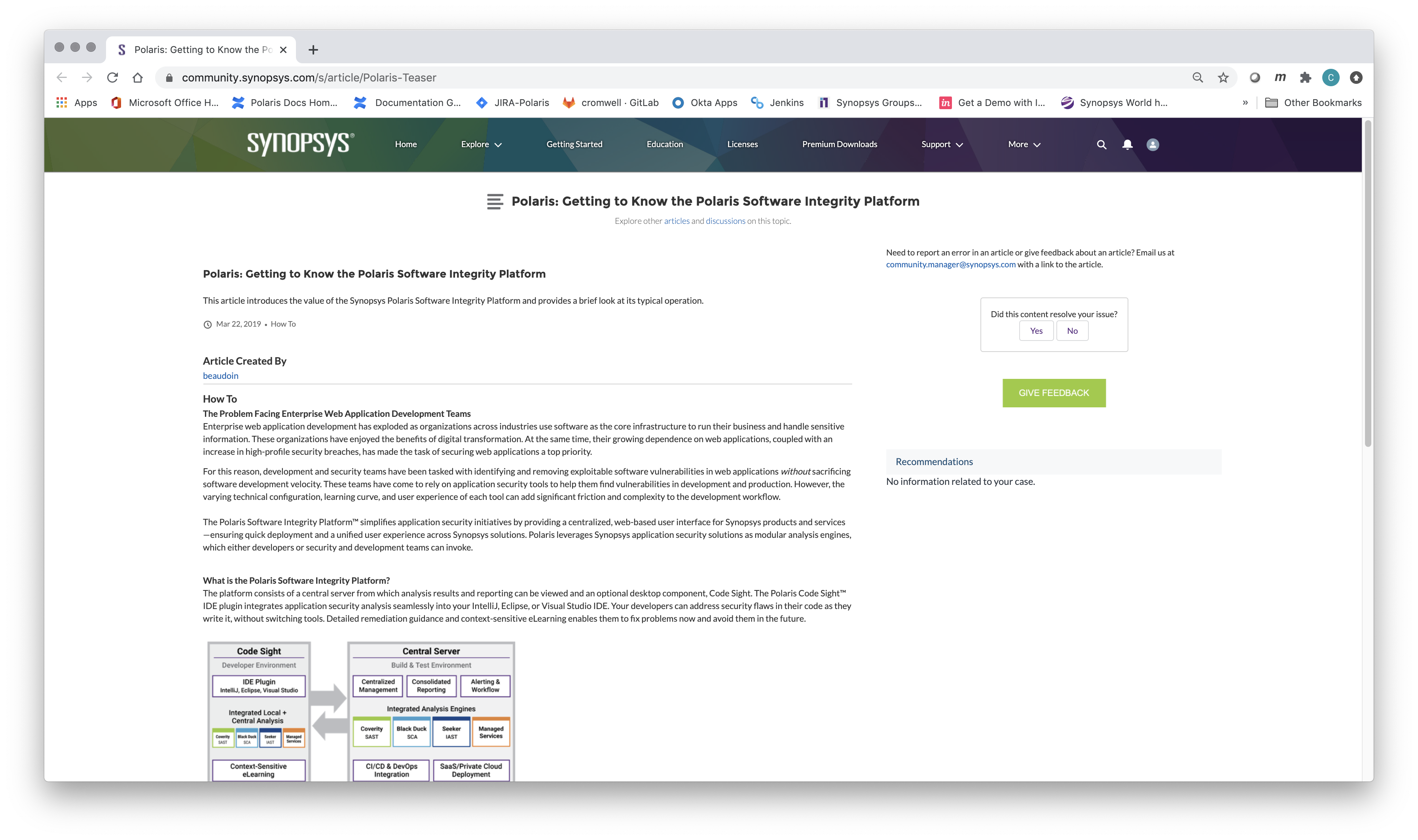 A screenshot of a tutorial lesson on Synopsys Community.